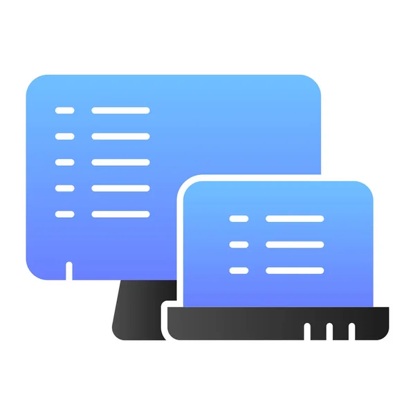 Monitore mit flachem Symbol für das Listenverbot. Dokumente auf Bildschirmen farbige Symbole im trendigen flachen Stil. Liste auf Geräten Gradienten Stil-Design, für Web-und App entworfen. Eps 10. — Stockvektor