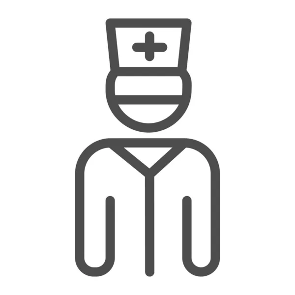 Врач линии икона, концепция здравоохранения, мужчина практикующий в форме знак на белом фоне, медицинский значок врача в набросок стиль для мобильной концепции и веб-дизайна. Векторная графика . — стоковый вектор