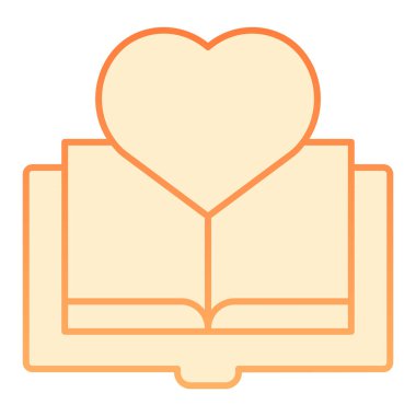 Yürek yassı ikonlu kitap. En sevilen turuncu kitap simgeleri düz moda. Ağ ve uygulama için tasarlanmış gradyan stil tasarımı. Eps 10.