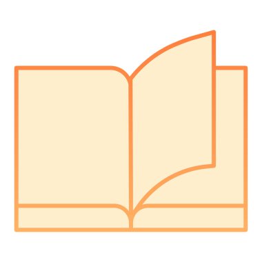 Kitap yassı ikonu. Eğitimdeki turuncu simgeler düz moda. Ağ ve uygulama için tasarlanmış gradyan stil tasarımı öğreniliyor. Eps 10.