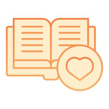 Favori düz kitap ikonu. Düz moda kitap turuncu simgelerle dolu bir kalp. Gradyan tasarımı oku, web ve uygulama için tasarlandı. Eps 10.