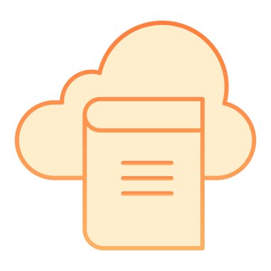 Düz bulut ikonunda kitap. Düz moda bulut depolama portakal simgeleri edebiyatı. Ebook gradient style design, web ve uygulama için tasarlandı. Eps 10.