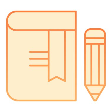 Düz kalem ikonlu kitap. Düz moda turuncu simgeler. Bilgi gradyan stil tasarımı, web ve uygulama için tasarlandı. Eps 10.