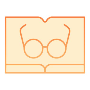 Düz gözlüklü kitap. Düz moda turuncu simgeler okunuyor. Bilgi gradyan stil tasarımı, web ve uygulama için tasarlandı. Eps 10.