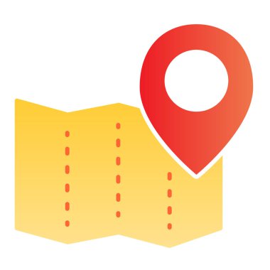 İğne düz ikonlu kağıt harita. Moda düz stil konum renk simgeleri. Harita yön bulma gradyan tasarımı, web ve uygulama için tasarlandı. Eps 10.