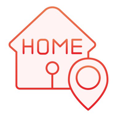 Ev konumu düz simge. Moda düz stili kırmızı simgeli ev. Navigasyon gradyan tasarımı, web ve uygulama için tasarlandı. Eps 10.