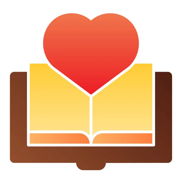 Libro con corazón icono plano. Iconos de color de libro favoritos en estilo plano de moda. Diseño de estilo degradado de lectura de amor, diseñado para la web y la aplicación. Eps 10 . — Archivo Imágenes Vectoriales