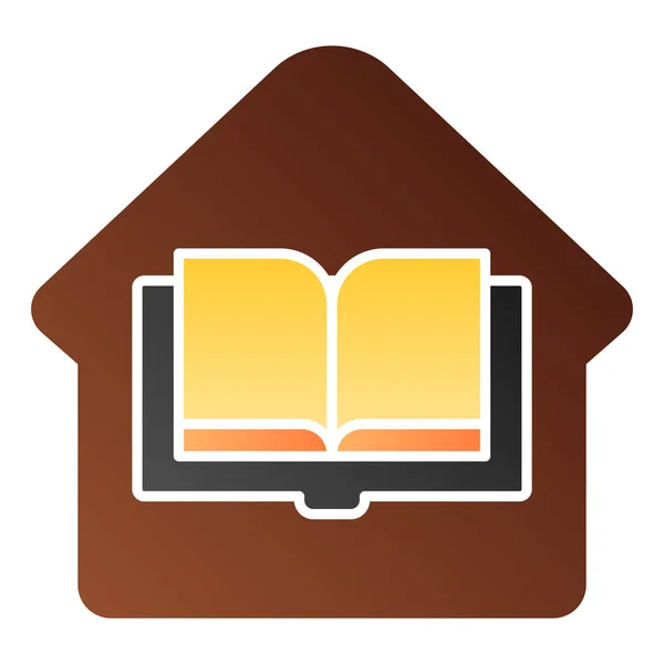 Ícone plano da biblioteca em casa. Home ícones de cor do livro em estilo moderno plana. Design de estilo gradiente de casa e livro, projetado para web e aplicativo. Eps 10 . — Vetor de Stock