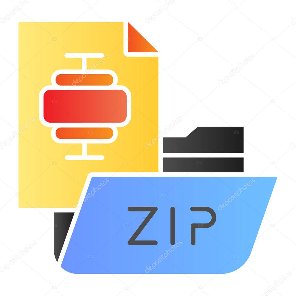 ZIP folder flat icon. Archiving folder color icons in trendy flat style. Compressed folder gradient style design, designed for web and app. Eps 10.