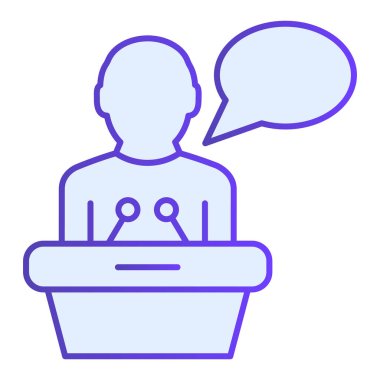 Kamu konferansı ikonu. Tribün mavisi simgelerin sözcüsü. Konuşma gradyanı tasarımı, web ve uygulama için tasarlandı. Eps 10.