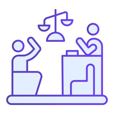 Yargıç ve suçlu yassı ikon. Düz moda saray mavisi ikonlar. Deneme gradyan tasarımı, web ve uygulama için tasarlandı. Eps 10.