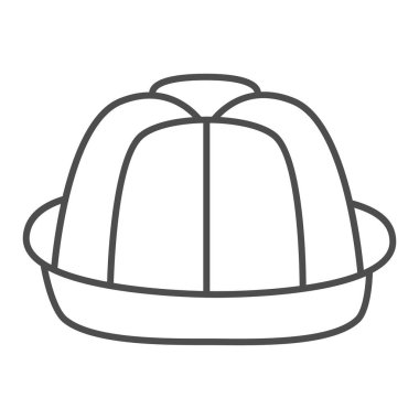 İnce çizgi ikonu, fırın konsepti, beyaz arkaplanda kek tabelası, mobil konsept ve web tasarımı için ana hatlı kek ikonu. Vektör grafikleri.