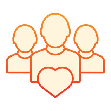 Kalp düzlüğü simgesi olan kullanıcı grubu. Takım çalışması turuncu simgeler moda düz stil. Takım gradyan stili tasarımı, web ve uygulama için tasarlandı. Eps 10.