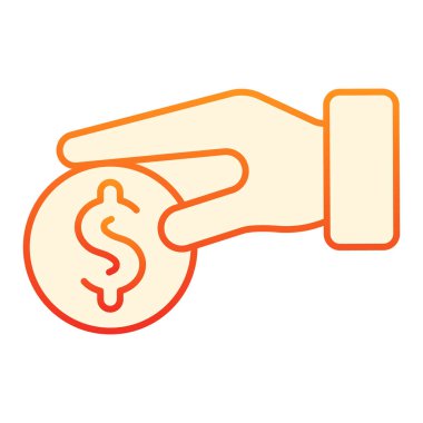 Paraya düz simge vermek. El ele tutuşan turuncu simgeler moda düz stil. Dolar gradyan tasarımı, web ve uygulama için tasarlanmış. Eps 10.