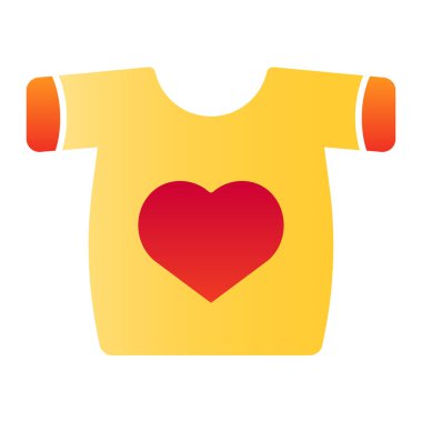 Kalp yassı ikonlu tişört. Düz moda kıyafet renk simgeleri. İkinci el gradyan stil tasarımı, web ve uygulama için tasarlandı. Eps 10.