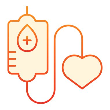 Kan bağışı yassı simgesi. Kan nakli turuncu simgeler, düz moda. Web ve uygulama için tasarlanmış sağlık gradyan stili tasarımı. Eps 10.