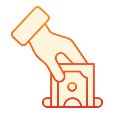 Para basma ikonu. Düz moda turuncu simgeler yerleştirin. Bağış gradyanı tasarımı, web ve uygulama için tasarlandı. Eps 10.