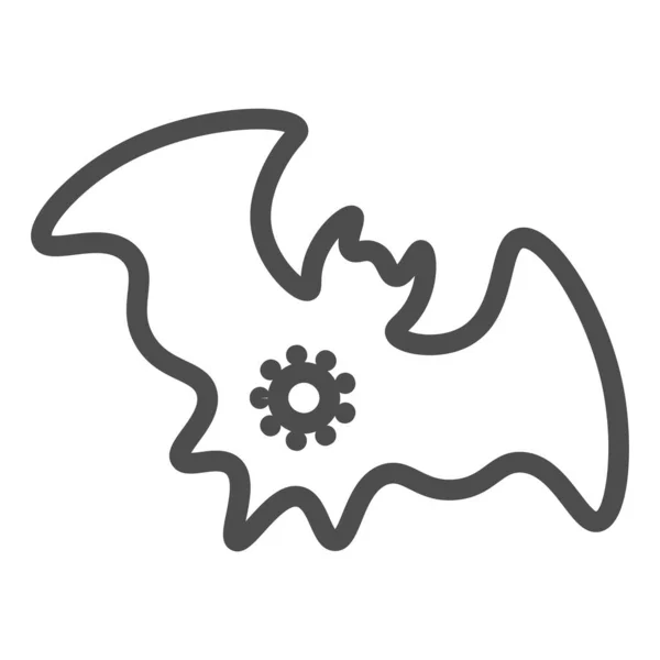 Icono de línea de transmisión de murciélagos y virus, concepto de epidemia de coronavirus, signo de virus en el murciélago sobre fondo blanco, icono de murciélago infectado en el estilo de esquema para el concepto móvil, diseño web. Gráficos vectoriales . — Archivo Imágenes Vectoriales