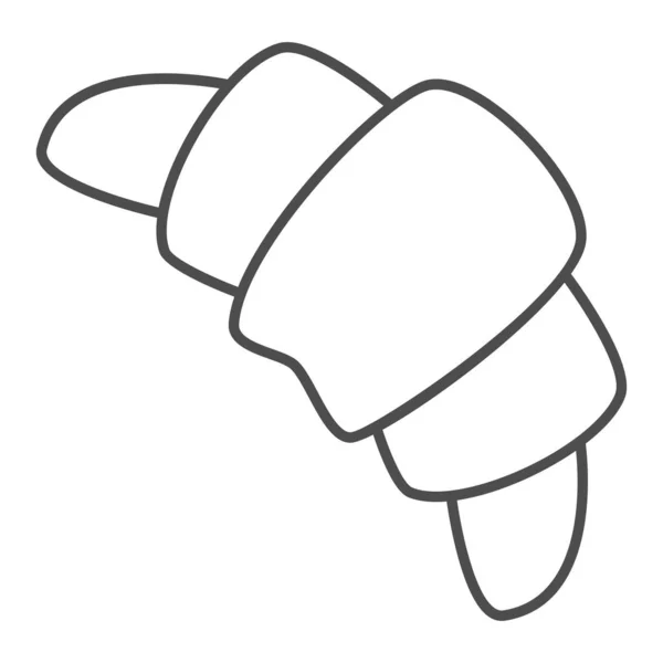 Croissant icono de línea delgada, concepto de panadería, tradicional signo de bocadillo francés sobre fondo blanco, icono de croissant en estilo de esquema para el concepto móvil y el diseño web. Gráficos vectoriales . — Vector de stock