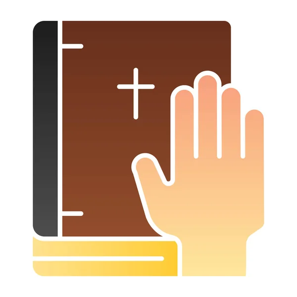 Oath on bible flat icon. Swearing on book color icons in trendy flat style. Honest gradient style design, designed for web and app. Eps 10. — Stock Vector