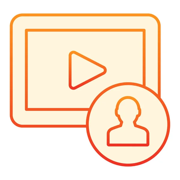 動画コンテンツのフラットアイコンを購読します。ビデオブログユーザーオレンジ色のアイコンが流行のフラットスタイルで。Webとアプリ用に設計されたグラデーションスタイルのデザインに従ってください。Eps 10. — ストックベクタ