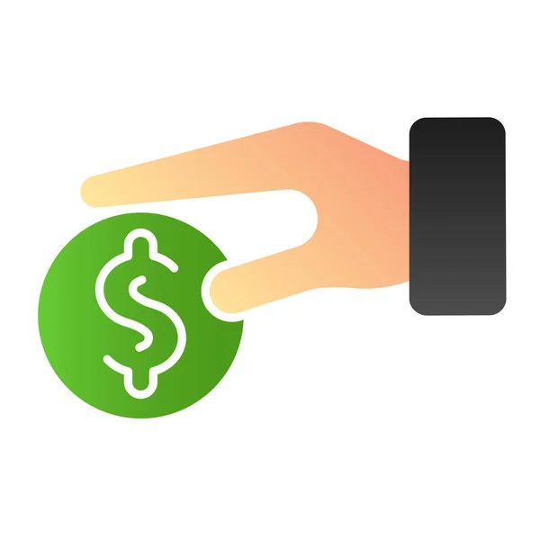 Ger pengar platt ikon. Hand hålla mynt färg ikoner i trendig platt stil. Dollar lutning stil design, utformad för webb och app. Eps 10. — Stock vektor