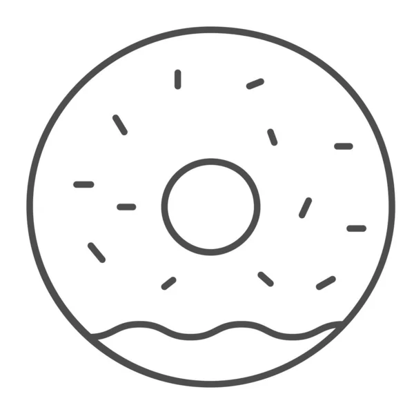 Donut con esmalte icono de línea delgada, concepto de panadería, signo de rosquilla sobre fondo blanco, Donut con glaseado y espolvorea icono en el estilo del esquema para el concepto móvil y el diseño web. Gráficos vectoriales . — Archivo Imágenes Vectoriales