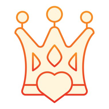 Düz kalpli bir taç. Düz moda aşk kraliçesi ikonları. Web ve uygulama için tasarlanmış durum gradyan stili tasarımı. Eps 10.