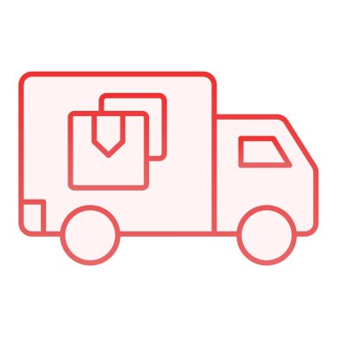 Teslimat kamyonu simgesi. Minibüs kırmızı simgeleri düz moda. Aktarım gradyan tasarımı, web ve uygulama için tasarlandı. Eps 10.