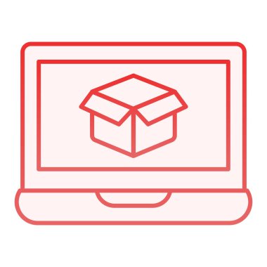 Kutu düz ikonlu dizüstü bilgisayar. Moda olan düz stili kırmızı kutu simgelerini içeren defter. Çevrimiçi gradyan tasarımı, web ve uygulama için tasarlandı. Eps 10.