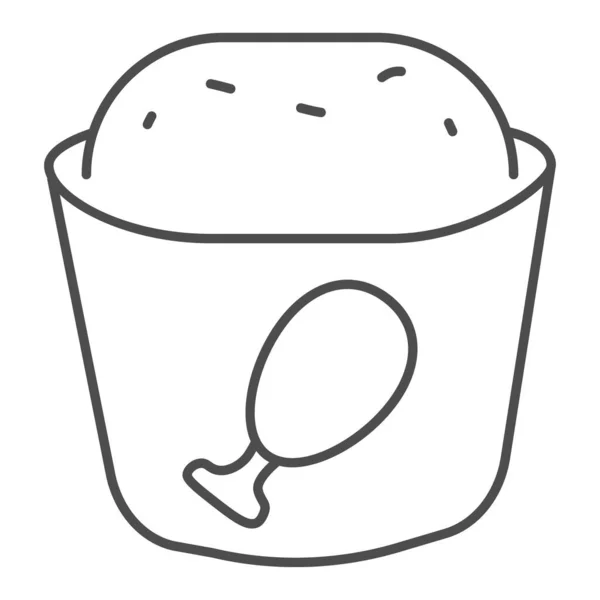 Muffin de carne icono de línea delgada, concepto de panadería, magdalena con signo de pollo sobre fondo blanco, icono de muffin de comida rápida en el estilo del esquema para el concepto móvil y el diseño web. Gráficos vectoriales . — Vector de stock