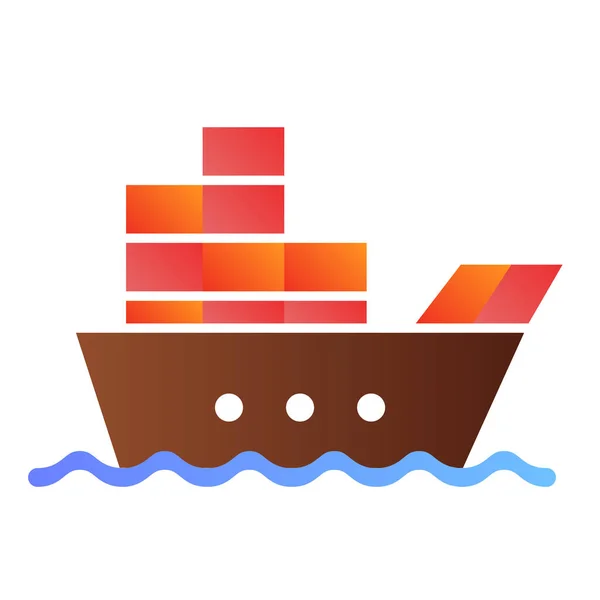 Корабль с плоским значком груза. Лодка с контейнерами цвета хаки в триумфальном плоском стиле. Дизайн танкерного градиента, разработанный для веб и приложения. Eps 10 . — стоковый вектор