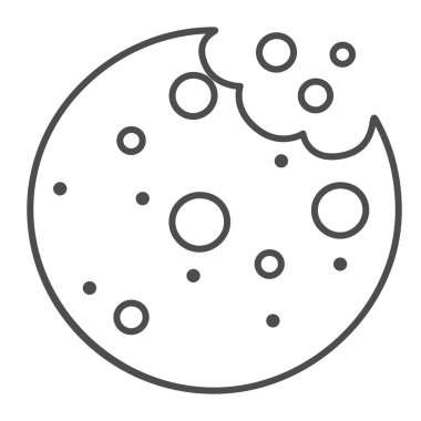 Kırıntılı, ince çizgili kurabiyeler, fırın konsepti, beyaz arka planda Bisküvi tabelası, mobil konsept ve web tasarımı için ana hatlı çikolatalı kurabiye ikonu. Vektör grafikleri.