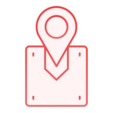 Paket konumu düz simgesi. Kargo konumu kırmızı simgeler moda düz stil. Ağ ve uygulama için tasarlanmış, gradyan stil tasarımlı harita iğnesi. Eps 10.