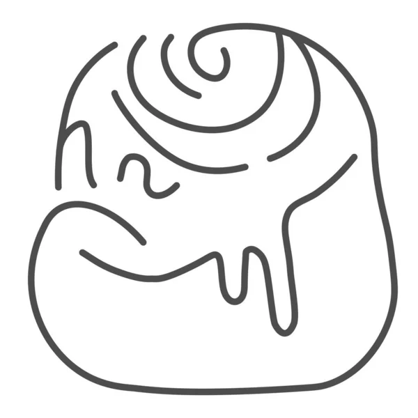 Rouleau de cannelle ligne mince icône, concept de boulangerie, panneau de pain sucré sur fond blanc, rouleau de cuisson avec icône de cannelle dans le style de contour pour concept mobile et web design. Graphiques vectoriels . — Image vectorielle