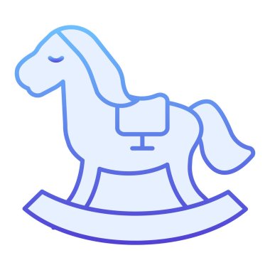 Sallanan midilli yassı ikonu. Çocuklar modaya uygun mavi ikonlar kullanıyor. At oyuncağı gradyan tarzı tasarım, ağ ve uygulama için tasarlanmış. Eps 10.