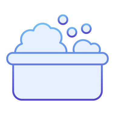 Bebek banyosu ikonu. Çocuk banyo zamanı mavi ikonlarının modaya uygun düz tarzı. Sabunlu banyo gradyanı tasarımı, web ve uygulama için tasarlanmış. Eps 10.