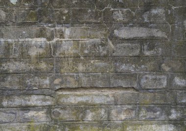 eski beton tuğla duvar dokusu arka plan -çatlaklar ve yosun