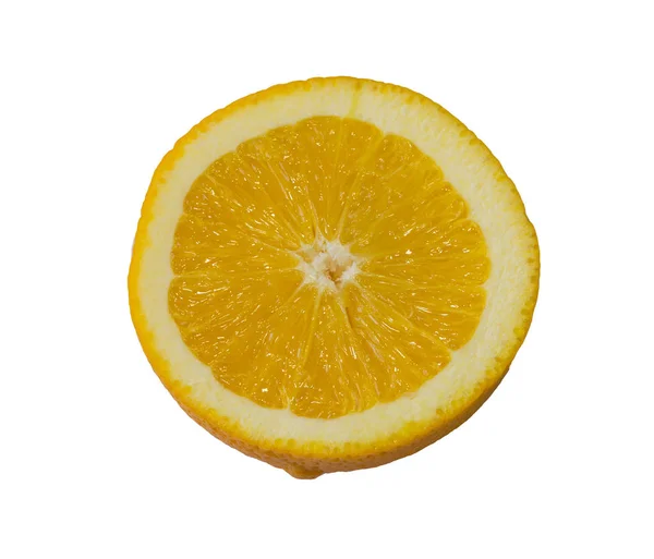 Połowa świeży pomarańczowy top Zobacz na białym tle na białym tle — Zdjęcie stockowe