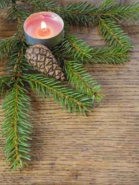 Dikey Noel dekorasyon çerçeve Ladin ağacı köknar dalı ile 