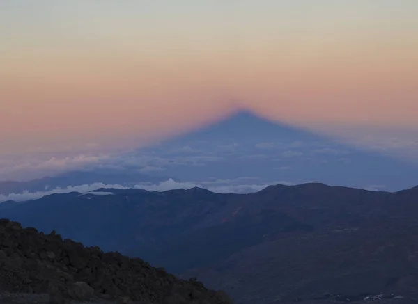 World biggest shadow cast of pico del teide highest spanish mo — стоковое фото