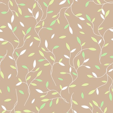 Dekoratif, pürüzsüz desenli, bej arka planda yaprakları olan yeşil ve beyaz lahanalı. Kumaş, duvar kağıdı, ambalaj kağıdı, desen dolguları, tekstil, web sayfası dokuları için fikir. Vektör Eps 10
