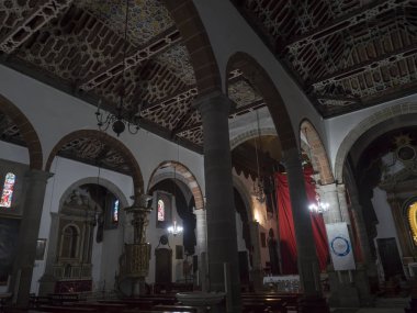 Santa Cruz de la Palma, La Palma, Kanarya Adaları, İspanya, 30 Aralık 2019: Santa Cruz De La Palma 'nın merkezinde yer alan Iglesia El Salvador' un güzel dekore edilmiş barok kabuğunun içi.