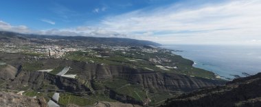 Mirador el Time 'ın Los Llanos de Aridane ve Aridane vadisindeki geniş panoramik manzarası, La Palma, İspanya