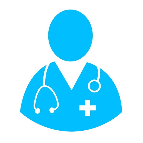 Blauw medisch arts vlakke vector pictogram is gelokaliseerd op wit. Eenvoudige Doctor Avatar concept, Logo element geneeskunde symbool ontwerp. Kan gebruikt worden in web en mobiel. — Stockvector