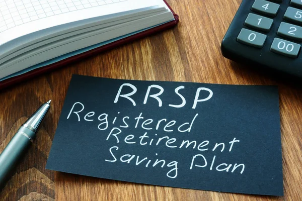 表明手写文字的文字签名Rrsp注册退休储蓄计划 — 图库照片