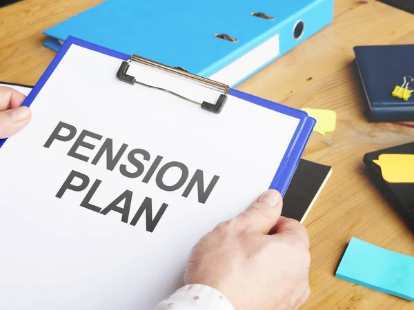 Text Sign Showing Hand Written Words Pension Plan — Stock Photo, Image