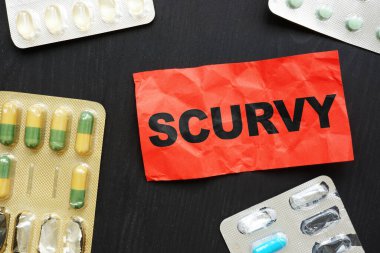 İskorbüt 'ü gösteren kavramsal el yazısı metin