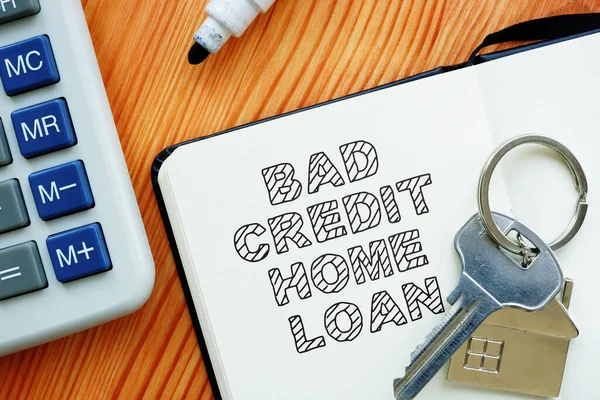 Text Sign Showing Hand Written Words Bad Credit Home Loan — Stock Photo, Image