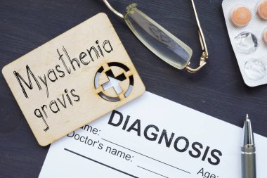 Myasthenia gravis kavramsal tıbbi fotoğrafta gösterilir.